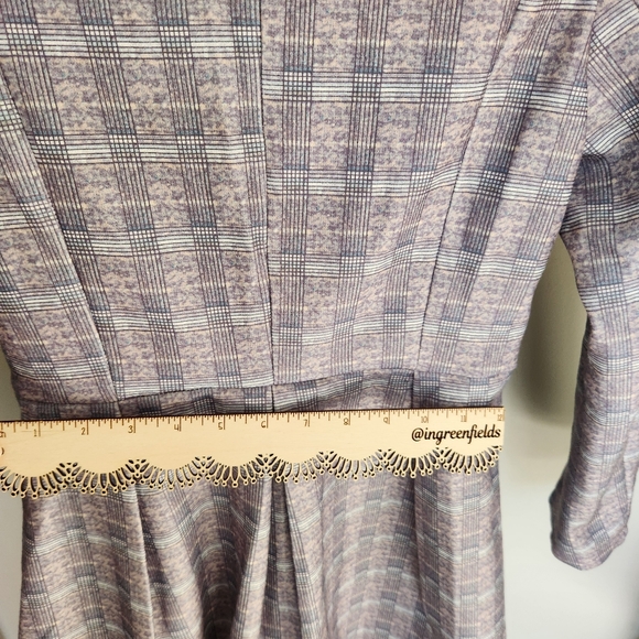 Blazer - 3 button flared bottom collared plaid fitted lightweight lined jacket - Picture 7 of 14